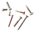 A collection of different types of screws and nails Royalty Free Stock Photo