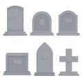 Collection of different various gravestones vector graphic illustration Royalty Free Stock Photo