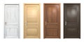 Collection of different wooden doors isolated on white Royalty Free Stock Photo