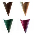 Collection of the digital hand drawn ice cream cones. Royalty Free Stock Photo