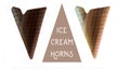 Collection of the digital hand drawn ice cream cones Royalty Free Stock Photo