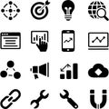 Collection of digital marketing and seo icons Royalty Free Stock Photo