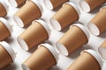 A collection of disposable paper cups arranged in a repeating pattern on a light background Royalty Free Stock Photo