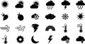 Comprehensive Weather Icons Set - Black and White Symbols Royalty Free Stock Photo