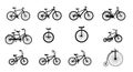 Diverse Bicycle Silhouettes Collection Royalty Free Stock Photo
