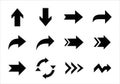 Collection of diverse black arrows pointing in various directions Royalty Free Stock Photo