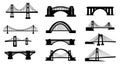 Collection of Diverse Bridge Silhouettes Royalty Free Stock Photo