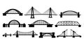 Diverse Bridge Silhouettes Collection Royalty Free Stock Photo