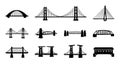 Collection of Diverse Bridge Silhouettes Royalty Free Stock Photo