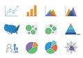 Collection of diverse business and data visualization icons isolated on white background Royalty Free Stock Photo
