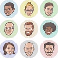 Collection of diverse cartoon vector people faces Royalty Free Stock Photo