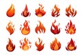 A collection of diverse fire icons on a white background Royalty Free Stock Photo