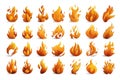 A collection of diverse fire icons on a white background Royalty Free Stock Photo
