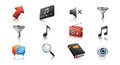 Collection of diverse glossy icons representing various concepts on white Royalty Free Stock Photo