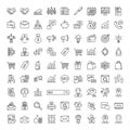 Collection of diverse icons representing various everyday objects and activities Royalty Free Stock Photo