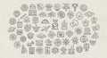 Collection of diverse line art icons representing various concepts and objects Royalty Free Stock Photo