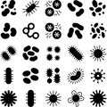 Collection of diverse microscopic organisms and bacteria silhouettes Royalty Free Stock Photo