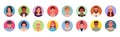 Collection of diverse people avatars in circles. Vector illustration of multiethnic user portraits. Royalty Free Stock Photo