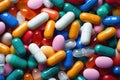 A collection of diverse pills in vivid colors, offering a range of medicinal options., Pile of colorful medicine pills and Royalty Free Stock Photo