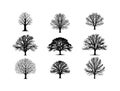 Collection of Diverse Silhouettes Representing Various Tree Species in Artistic Style Royalty Free Stock Photo