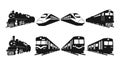 Diverse Train Silhouettes Collection Royalty Free Stock Photo