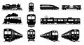Diverse Train Silhouettes Collection Royalty Free Stock Photo