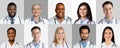 Collection Of Doctors And Nurses Headshots In Collage, Gray Backgrounds