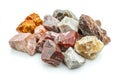 Collection of dolomite mineral samples showcasing various textures and colors on a clean white background Royalty Free Stock Photo
