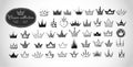Collection of doodle crowns on white background. Vector sketch illustration. Royalty Free Stock Photo