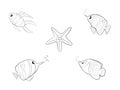 Collection of  doodle drawn fish animal icon cartoon abstract background art design vector illustration Royalty Free Stock Photo