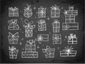 Collection of doodle sketch christmas gift boxes Royalty Free Stock Photo