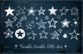 Collection of doodle stars on dark blue background Royalty Free Stock Photo