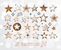 Collection of doodle stars on white glowing background Royalty Free Stock Photo