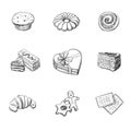 Confectionery products. Hand-drawn collection.Isolated sketches on white background