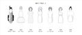 Collection of DRESSES. Black and white SKETCH. set OF WOMEN IN FULL GROWTH. VARIOUS OF HAIRSTYLES.