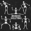 Collection of drunken skeletons in different poses Royalty Free Stock Photo