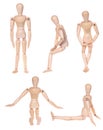 Collection of dummy wooden human figurine Royalty Free Stock Photo