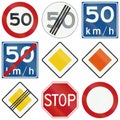 Collection of Dutch regulatory road signs Royalty Free Stock Photo