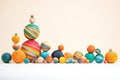 collection of dyed yarn balls in spectrum colors Royalty Free Stock Photo