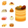 East delicious dessert sweets food eastern confectionery homemade assortment vector illustration cake tasty bakery
