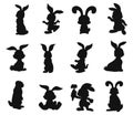 Collection of Easter bunny for kids flat isolated vector Stock Silhouettes Royalty Free Stock Photo