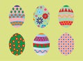 Collection of Easter eggs. Holiday drawings,