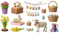 Easter decoration elements set with eggs. Royalty Free Stock Photo