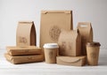 Eco-Friendly Takeaway Food and Drink Packaging Mockup Royalty Free Stock Photo