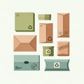 A collection of eco-friendly packaging designs, featuring various shapes in earthy tones. Rectangula Royalty Free Stock Photo