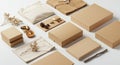 A collection of eco-friendly packaging materials arranged on a flat surface. Various Royalty Free Stock Photo