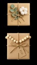 Collection of Eco-Friendly and Rustic Gift Wrapping Ideas with Natural Materials Flat Lay Royalty Free Stock Photo