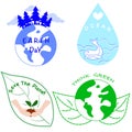 Collection of ecology concept, happy earth day, love ocean, save the planet and think green