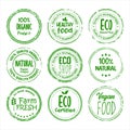 Collection of Ecology farm bio food vector green premium badges