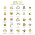 Collection of ecology thin line icons Royalty Free Stock Photo